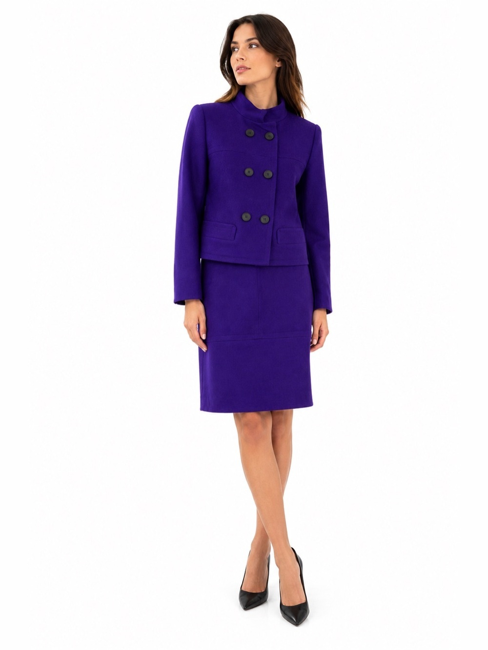 Riani Purple Two Piece Wool Skirt Suit set